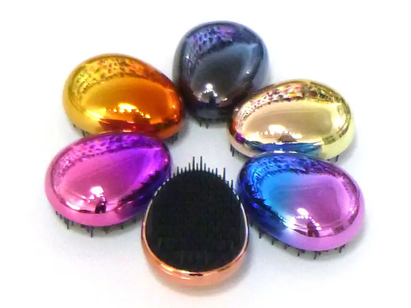 แปรงผมมินิ Detangling รูปไข่ Electroplated รูปไข่