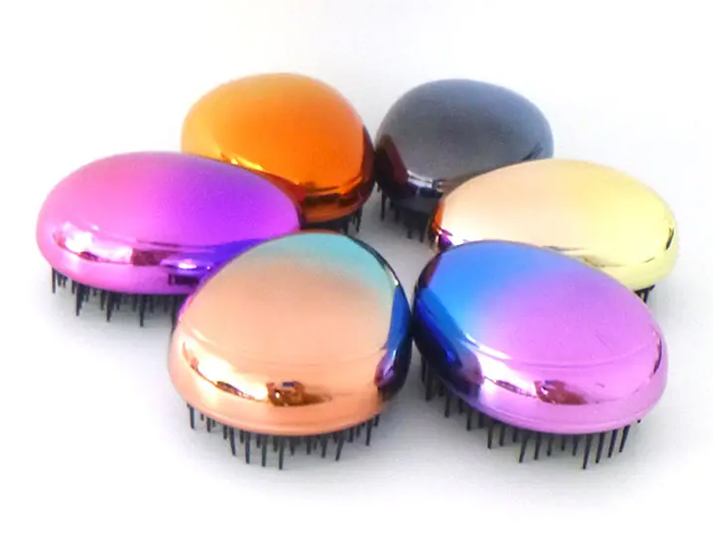 แปรงผมมินิ Detangling รูปไข่ Electroplated รูปไข่